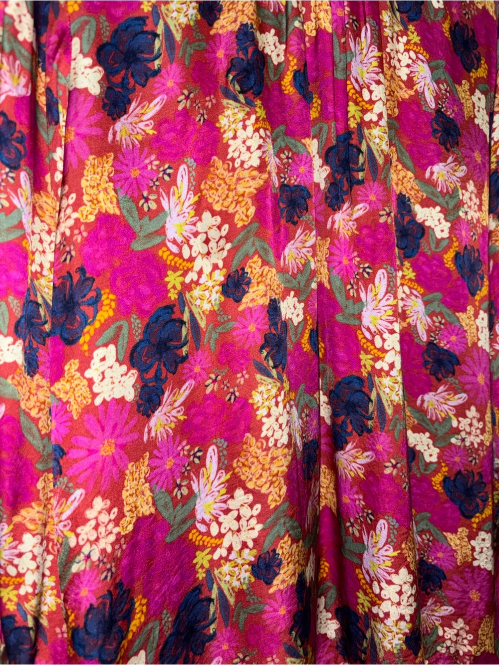 Floral V-Neck Blouse in Fuchsia Pink